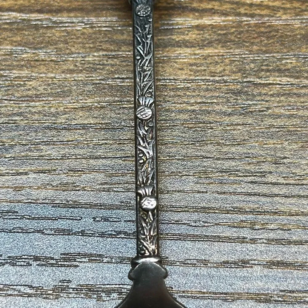 Sugar SPOON Silverplate Vintage EXQUISITE EPNS AMBER crystal‎ PINEAPPLE TOP mini